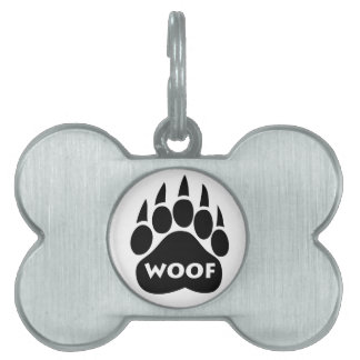 Bear Paw Gay Pride "WOOF" Dog Tag Bone Shaped