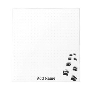 Bear Paw Print Custom Dot Grid Notepad