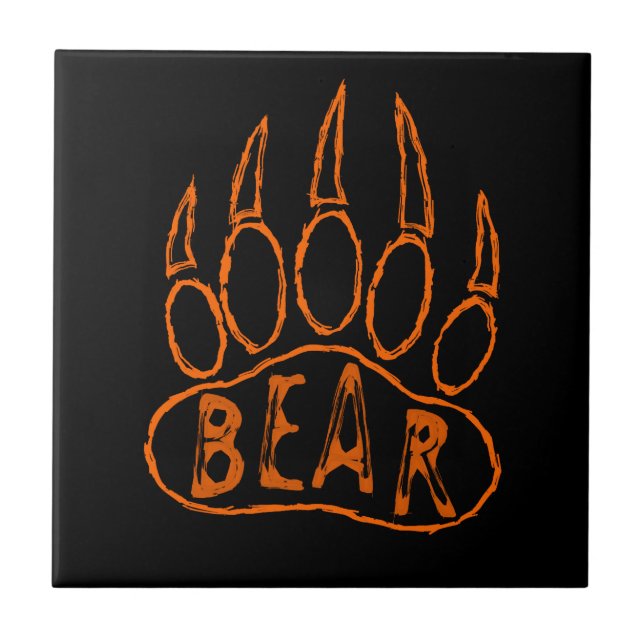 Bear Paw Print With Text Ceramic Tile (Front)