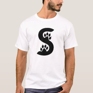 Bear Paw Prints Letter S monogram T-Shirt