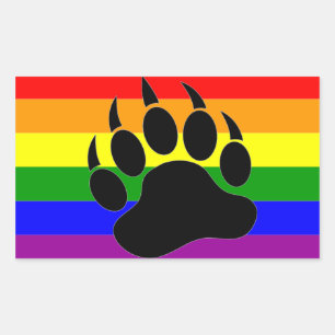 Bear Paw Rainbow Flag - Sticker