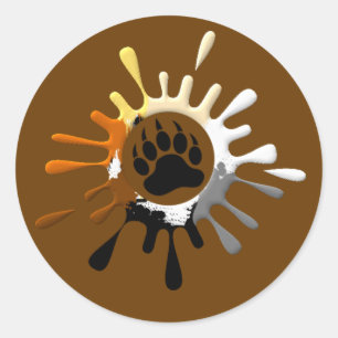 Bear Paw Splash Bear Pride Colours Classic Round Sticker