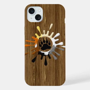 Bear Paw Splash Bear Pride Colours on wood print iPhone Case