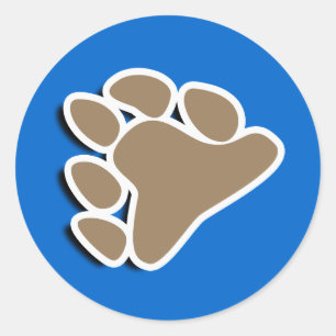 BEAR PAW SYMBOL 3D CLASSIC ROUND STICKER