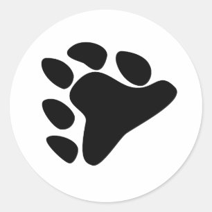 BEAR PAW SYMBOL BLACK CLASSIC ROUND STICKER