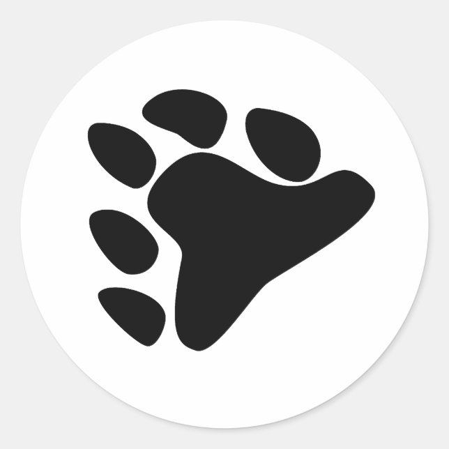 BEAR PAW SYMBOL BLACK CLASSIC ROUND STICKER (Front)