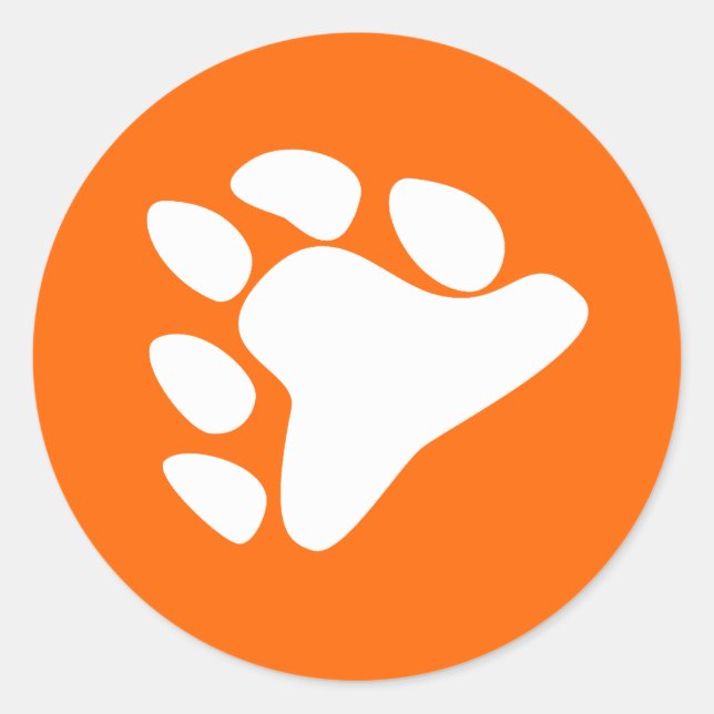 BEAR PAW SYMBOL WHITE CLASSIC ROUND STICKER (Front)