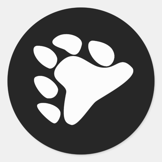 BEAR PAW SYMBOL WHITE CLASSIC ROUND STICKER (Front)