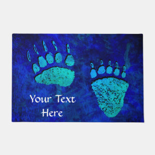 Bear Paws on Blue - 24"x36" Door Mat