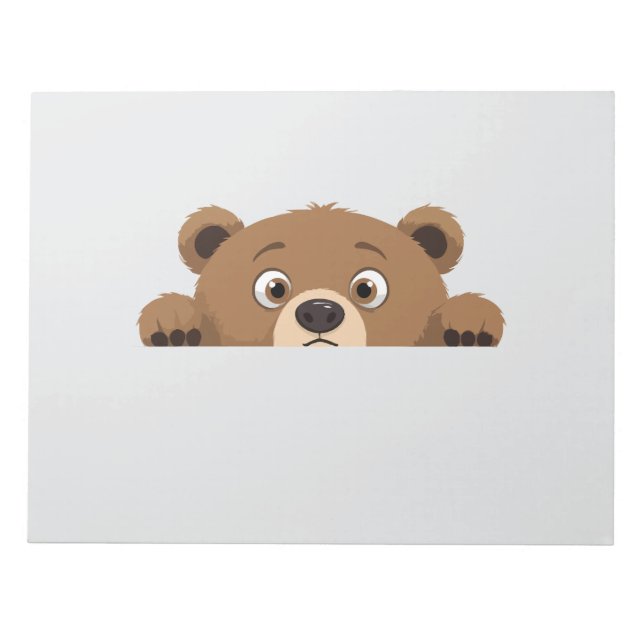 Bear Peeking Cute Adorable Funny Animal Cartoon  Notepad (Front)