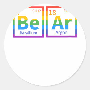 Bear Periodic Table Gay Bear LGBT Pride Rainbow Fo Classic Round Sticker
