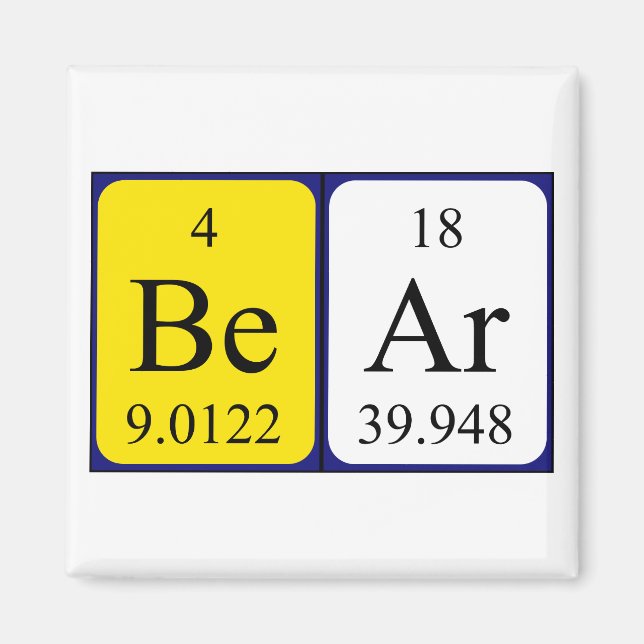 Bear periodic table name magnet (Front)