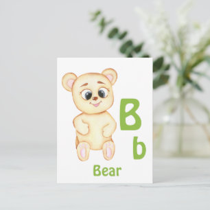 Bear personalise ABC: Letter B - Add Your Name Postcard