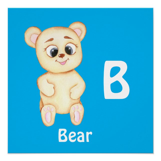 Bear personalise ABC: Letter B - Add Your Name Poster (Front)