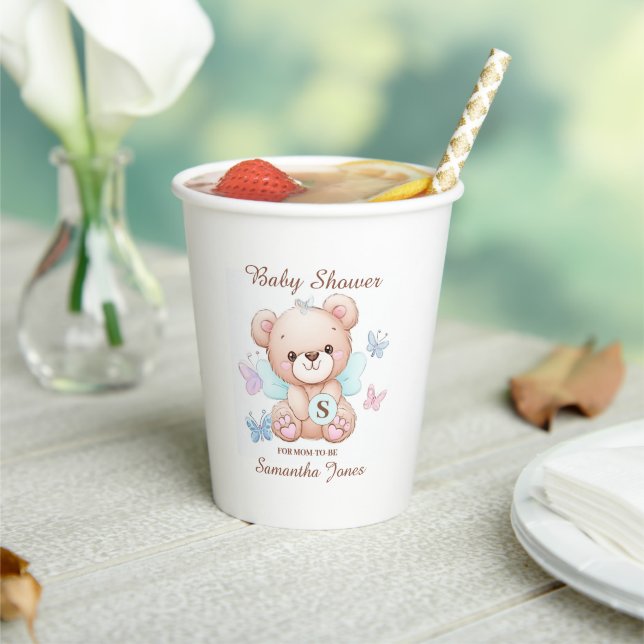 Bear Personalised Baby Shower Paper Cups (Insitu)