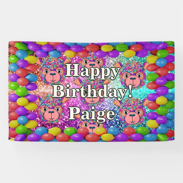 Bear Personalised character birthday banner (Horizontal)