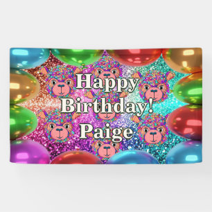 Bear Personalised character birthday banner