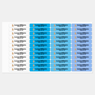 bear personalised name & phone number iron-on