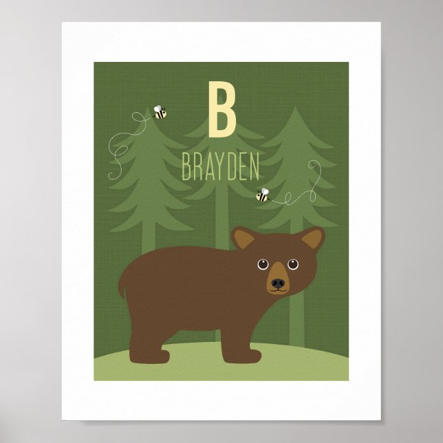 Bear Personalised Nursery Poster Print (Front)