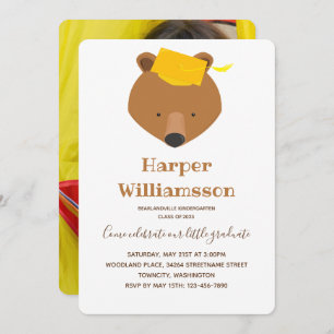 Bear Photo Kindergarten Graduation Invitation