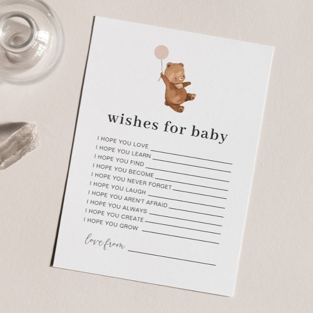 Bear Pink Balloon Wishes for Baby Card (Creator Uploaded)
