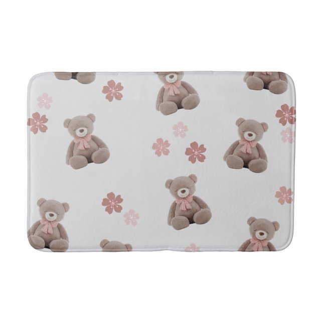 Bear Pink Cartoon pattern Bath Mat (Front)