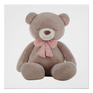 Bear pink Cartoon Poster
