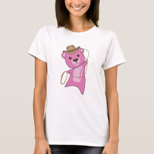 Bear Pink Cowboy Lasso Cute Animals For Kids T-Shirt