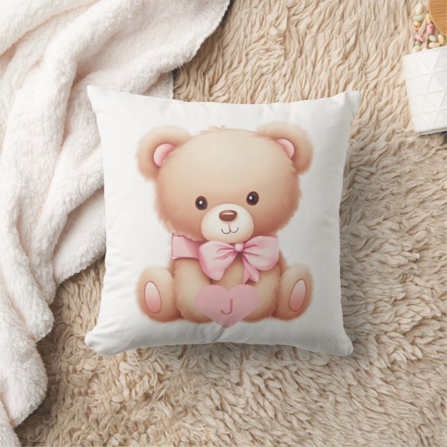 Bear Pink Monogram Cushion (Blanket)