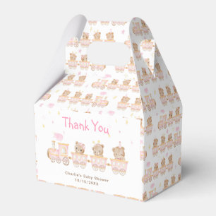 Bear Pink Train Baby Shower Thank You Favour Box
