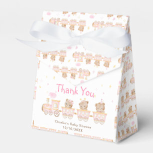 Bear Pink Train Baby Shower Thank You Favour Box