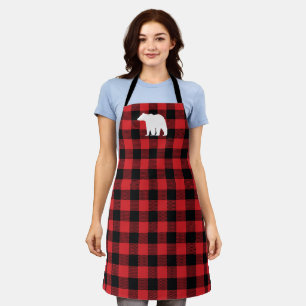 Bear Plaid Check Mountain Apron