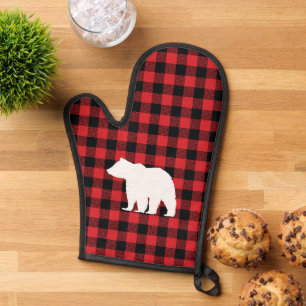 Bear Plaid Check Mountain  Oven Mitt