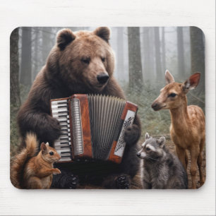 Bear Playing Accordion for Forest Friends Mouse Pad
