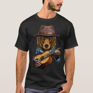Bear Playing Acoustic Guitar Animal Bear Lover Gui T-Shirt