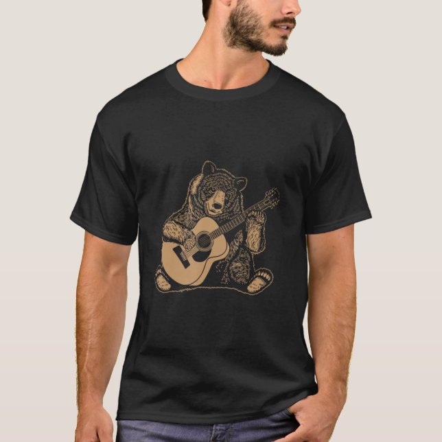 Bear Playing Guitar  Bears Rock Guitarist Panda  T-Shirt (Front)
