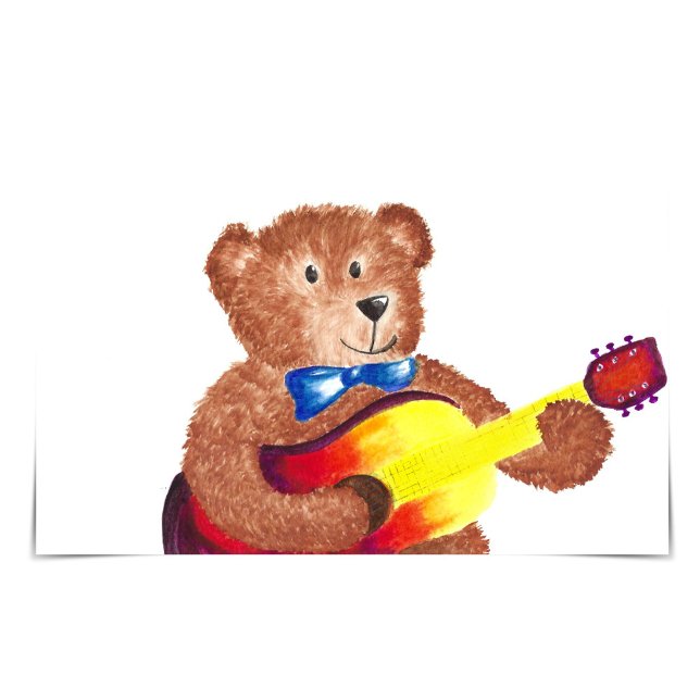 Bear Playing Guitar Birthday Watercolour Card (Creator Uploaded)