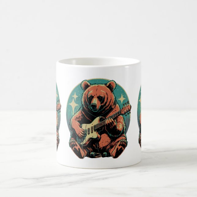 bear playing guitar coffee mug (Center)