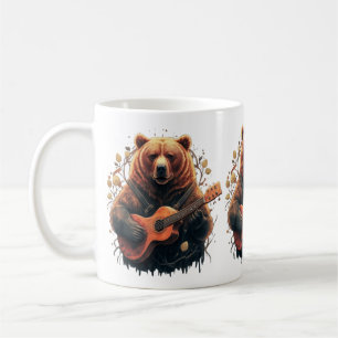 bear playing guitar coffee mug