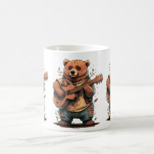 bear playing guitar coffee mug