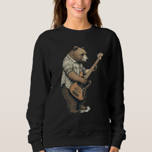 BEAR PLAYING GUITAR Guitarist Bear Electric Bass G Sweatshirt