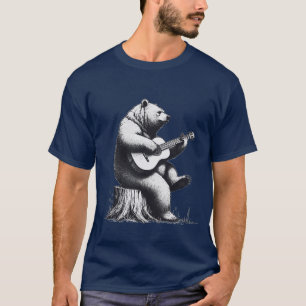 Bear Playing Guitar Retro T-Shirt