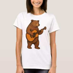 Bear Playing Guitar T-Shirt - Vintage Musician Ani