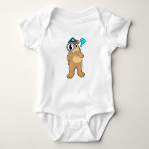 Bear Police officer Magnifying glass Baby Bodysuit