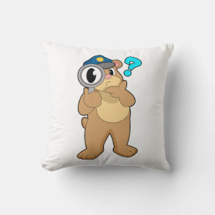 Bear Police officer Magnifying glass Cushion