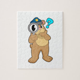 Bear Police officer Magnifying glass Jigsaw Puzzle