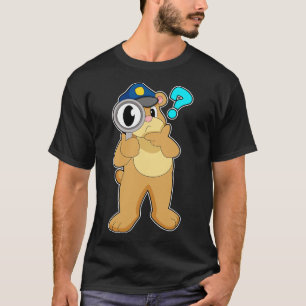 Bear Police Officer Magnifying Glass  T-Shirt