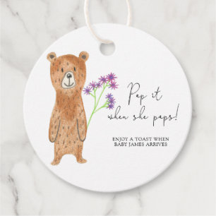 Bear Pop it when she pops baby shower Favour Tags