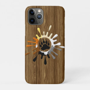 Bear Pride Colours Bear Paw on wood iPhone 11 Pro Case