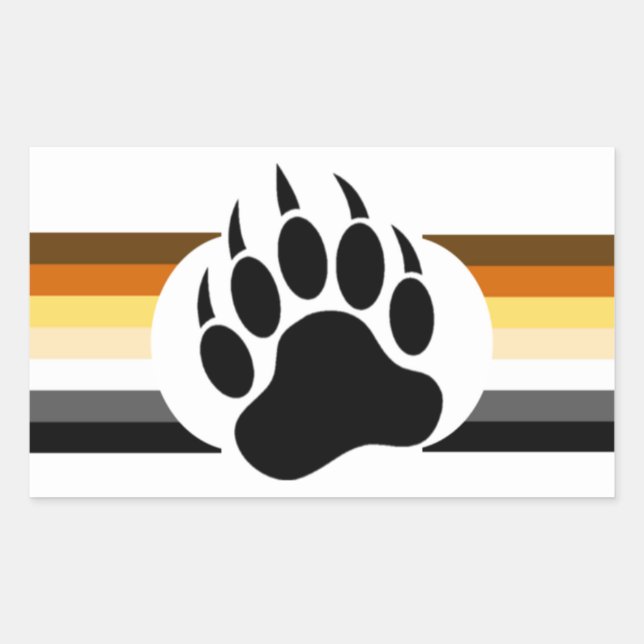 Bear Pride colours stripes and Bear Paw Rectangular Sticker (Front)